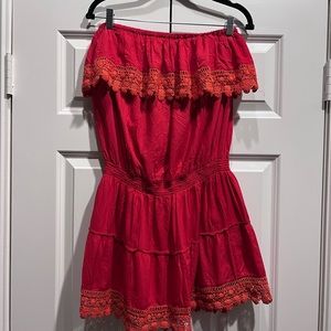 Melissa Odebash Red Strapless Cover Up dress Size Large